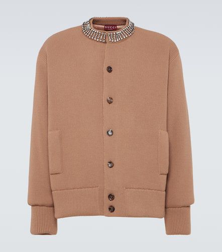 Embellished ribbed-knit wool cardigan - Gucci - Modalova