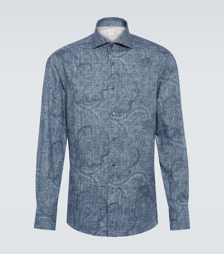 Camicia in jacquard di jeans - Brunello Cucinelli - Modalova