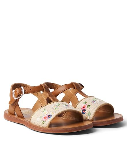 Plagette embroidered leather sandals - Pom d'Api - Modalova