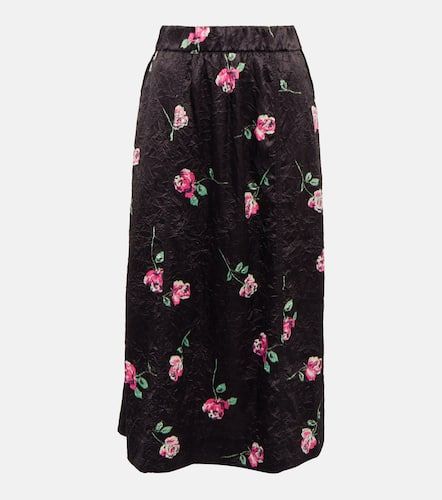 Falda midi acampanada de satén floral - Ganni - Modalova