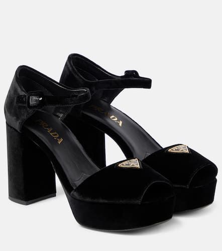 Sandalias con plataforma de terciopelo - Prada - Modalova