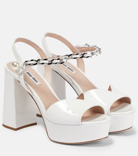 Patent leather platform sandals - Miu Miu - Modalova