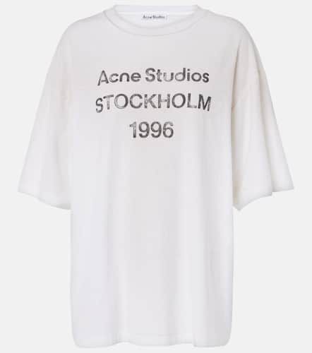 Distressed logo cotton and hemp T-shirt - Acne Studios - Modalova