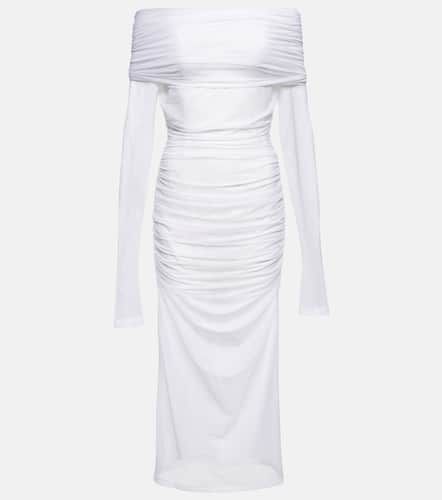 X Kim ruched off-shoulder tulle midi dress - Dolce&Gabbana - Modalova