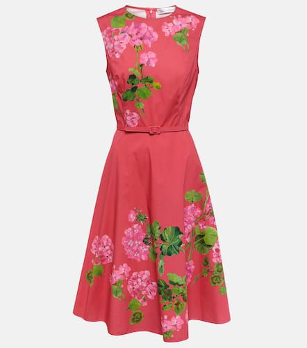 Belted floral cotton-blend midi dress - Oscar de la Renta - Modalova