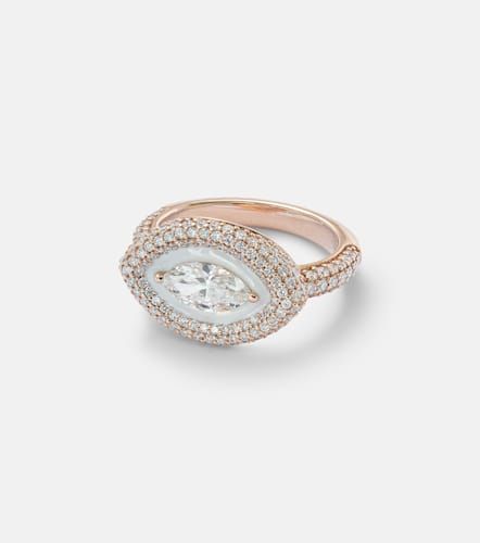 Ring Marquise Eye aus 18kt Roségold mit Emaille und Diamanten - Kamyen - Modalova