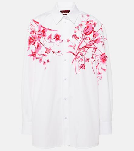 Camicia in popeline di cotone con stampa - Gucci - Modalova