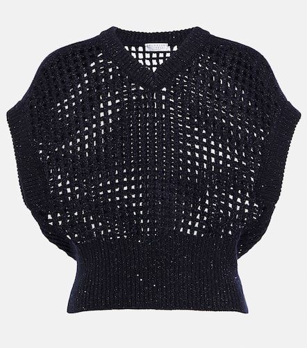 Embellished wool-blend sweater vest - Brunello Cucinelli - Modalova
