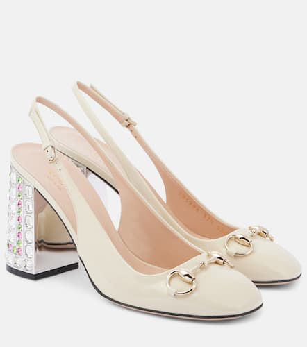 Horsebit embellished leather slingback pumps - Gucci - Modalova