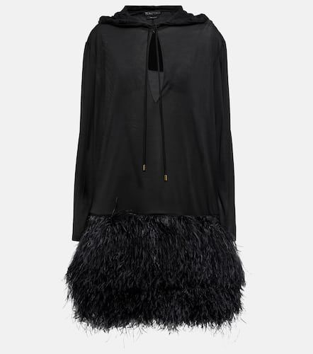 Feather-trimmed silk hoodie minidress - Tom Ford - Modalova