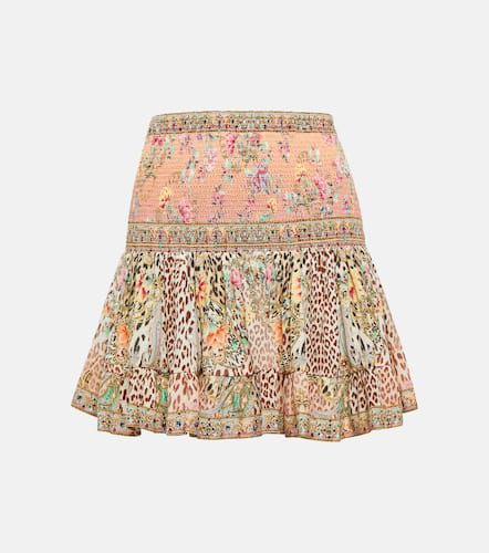 Smocked printed silk miniskirt - Camilla - Modalova