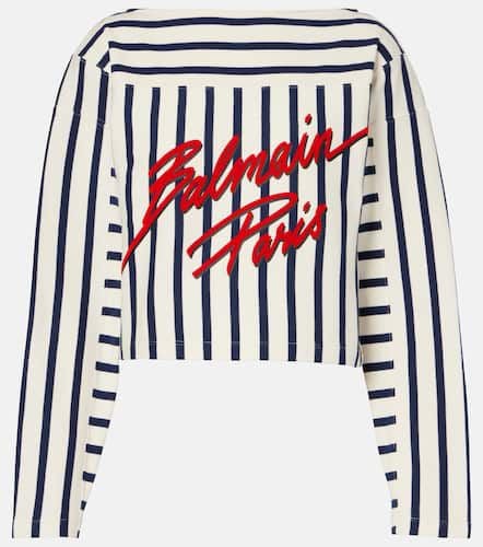 Logo striped cropped sweatshirt - Balmain - Modalova