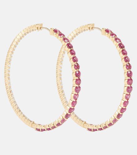 Lenox 18kt gold hoop earrings with diamonds and sapphires - Melissa Kaye - Modalova