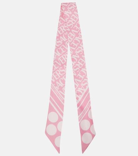Logo and polka-dot silk scarf - Versace - Modalova