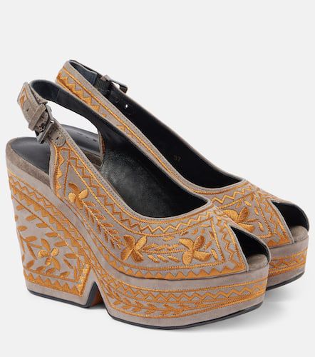 Dylya 110 embroidered suede wedge sandals - Clergerie - Modalova