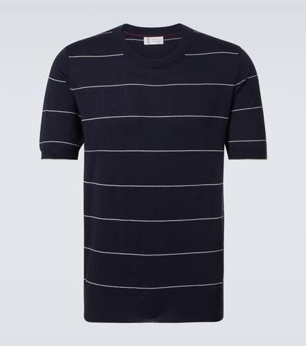 Striped cotton jersey T-shirt - Brunello Cucinelli - Modalova