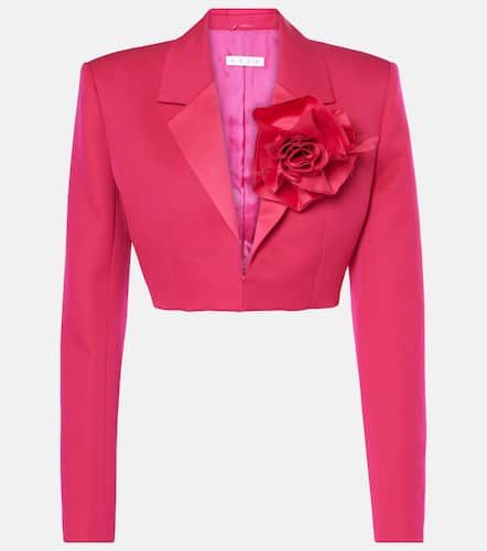 Floral-applique cropped wool blazer - Area - Modalova