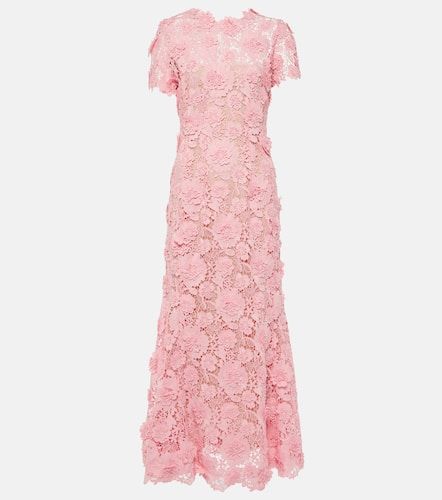 Robe midi en dentelle à fleurs - Oscar de la Renta - Modalova