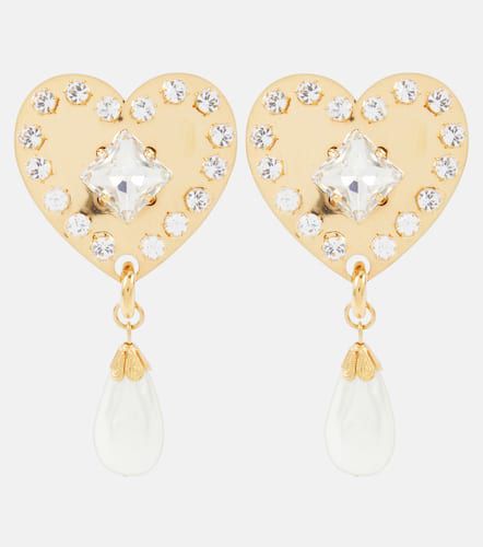 Embellished faux pearl clip-on earrings - Alessandra Rich - Modalova