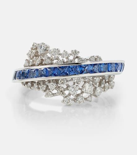 Scatter Energy 18kt white gold ring with diamonds and sapphires - Ananya - Modalova