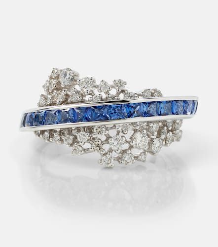 Scatter Energy 18kt white gold ring with diamonds and sapphires - Ananya - Modalova
