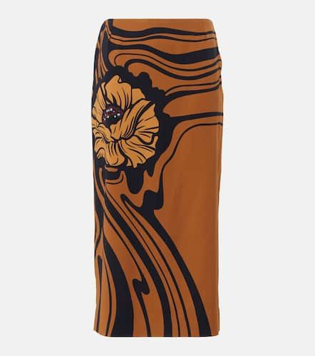 Big Blooms Placee satin sable pencil skirt - La DoubleJ - Modalova