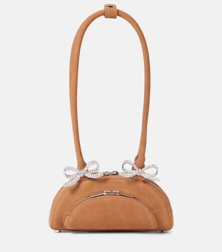 Embellished bow-detail suede shoulder bag - Self-Portrait - Modalova