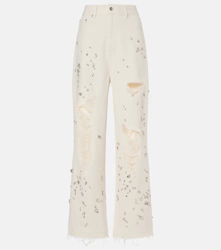 Embellished distressed wide-leg jeans - Xu Zhi - Modalova