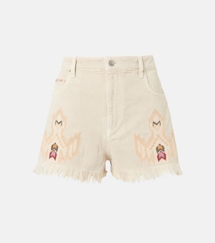 Lesia embroidered frayed denim shorts - Marant Etoile - Modalova
