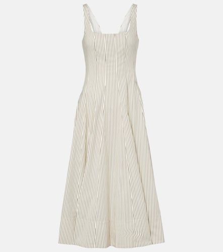 Vestido midi de algodón plisado a rayas - Staud - Modalova