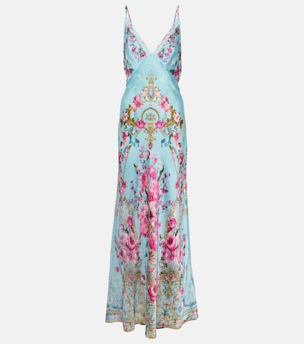 Embellished floral silk satin slip dress - Camilla - Modalova