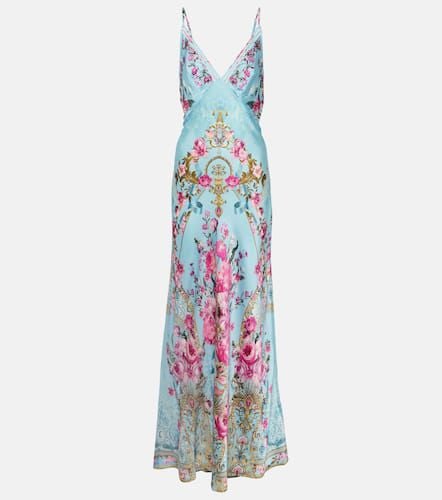 Embellished floral silk satin slip dress - Camilla - Modalova