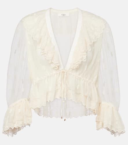 Chloé Blusa de encaje bordado con volantes - Chloe - Modalova