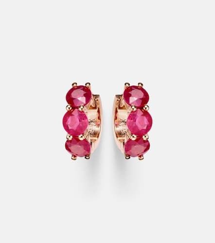 Kt rose gold hoop earrings with rubies - Ileana Makri - Modalova