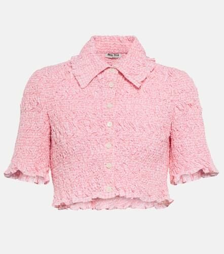 Blusa cropped de cuadros vichy - Miu Miu - Modalova