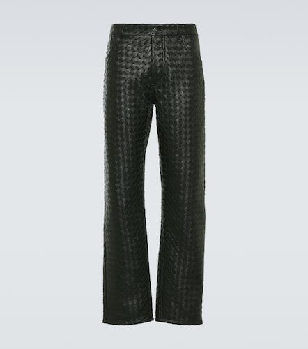 Pantaloni regular in pelle Intrecciato - Bottega Veneta - Modalova