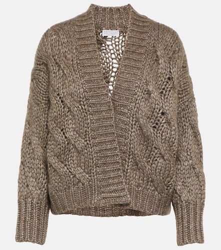 Cable-knit mohair-blend cardigan - Brunello Cucinelli - Modalova