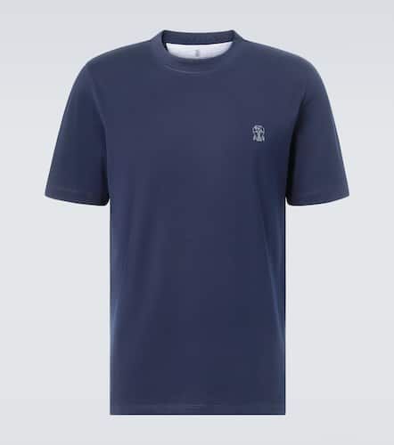 T-shirt in jersey di cotone con logo - Brunello Cucinelli - Modalova