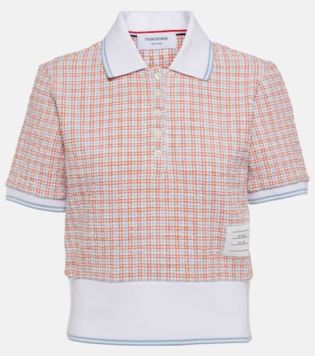 Checked cotton-blend tweed polo shirt - Thom Browne - Modalova