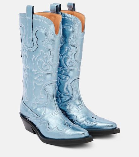 Bestickte Westernstiefel aus Metallic-Leder - Ganni - Modalova