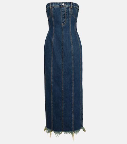 Paneled denim bustier dress - Alexander McQueen - Modalova