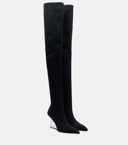Knitted wedge over-the-knee boots - Balmain - Modalova