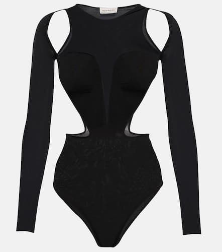 Cutout silk-blend bodysuit - Alexander McQueen - Modalova