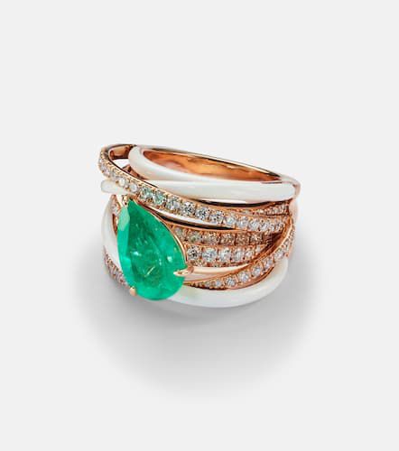 Ring aus 18kt Rosé mit Emaille, Smaragd und Diamanten - Kamyen - Modalova