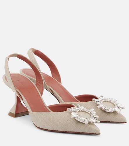 Verzierte Slingback-Pumps Begum 70 aus Canvas - Amina Muaddi - Modalova