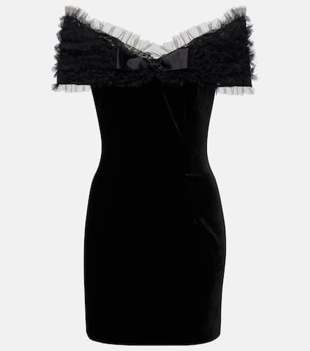 Off-shoulder velvet and tulle minidress - Alessandra Rich - Modalova