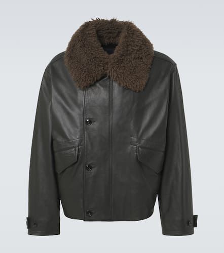 Giacca blouson in pelle con shearling - Lemaire - Modalova