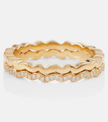 Anillo Mini Wave de oro de 18 ct con diamantes - Suzanne Kalan - Modalova