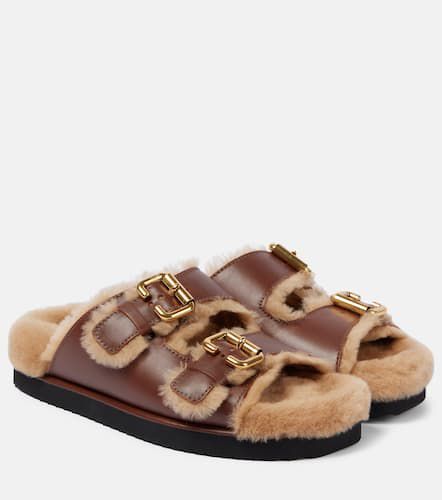 Chloé Sandalen Nil aus Leder mit Shearling - Chloe - Modalova