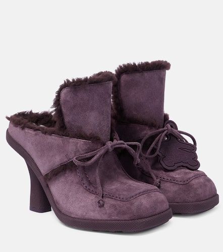 Mules aus Veloursleder mit Shearling - Burberry - Modalova